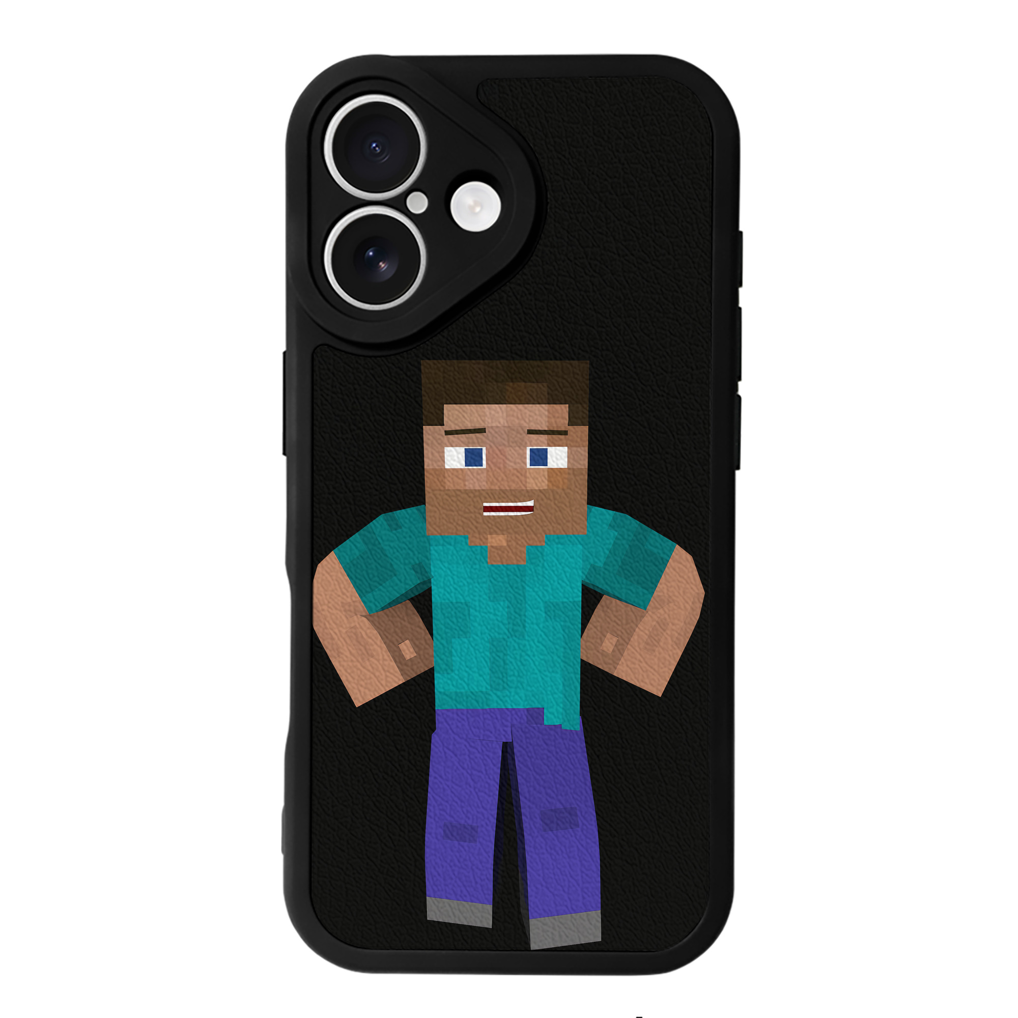 （画像用） マインクラフト ブロックの世界 Minecraft MC Block world 【iPhone 16シリーズ対応】シリコンスマホケース（レザー調） 材質：シリコン